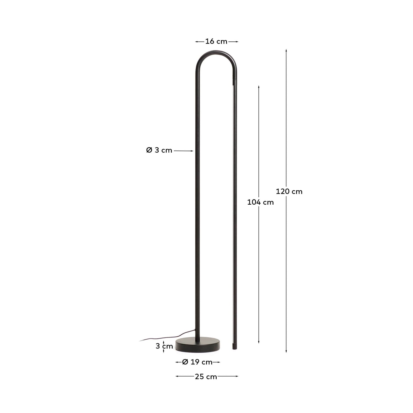Piantana Bow in alluminio nero