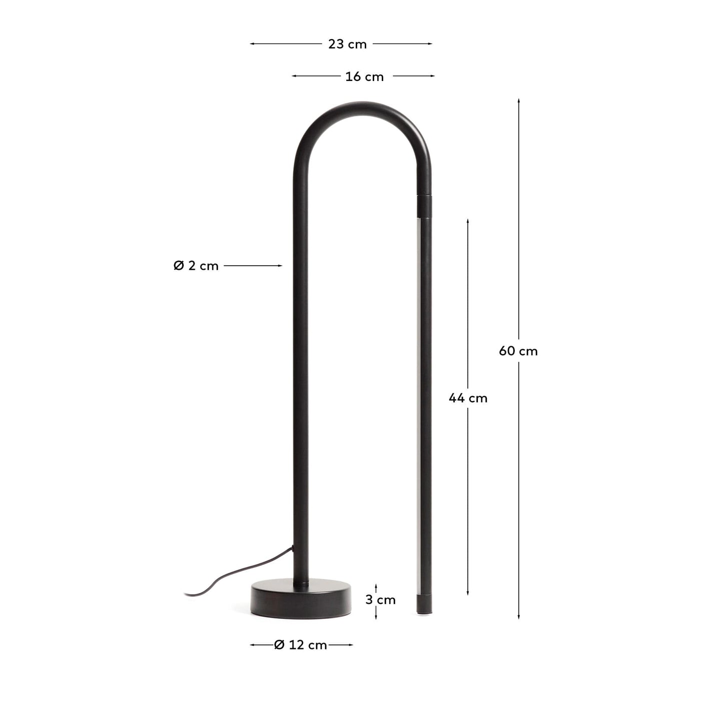 Lampada da tavolo Bow in alluminio nero