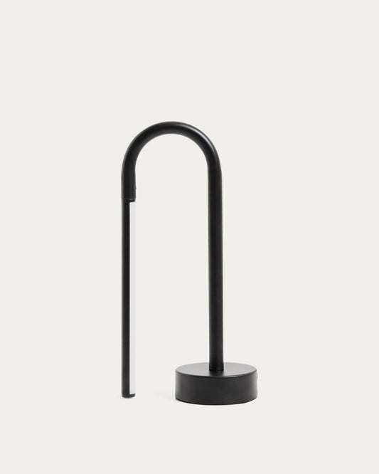 Lampada da tavolo portatile Bow in alluminio nero