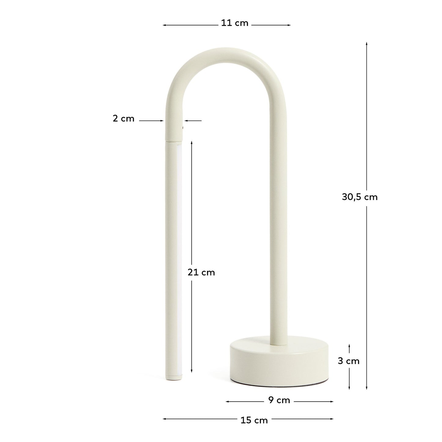 Lampada da tavolo portatile Bow in alluminio grigio