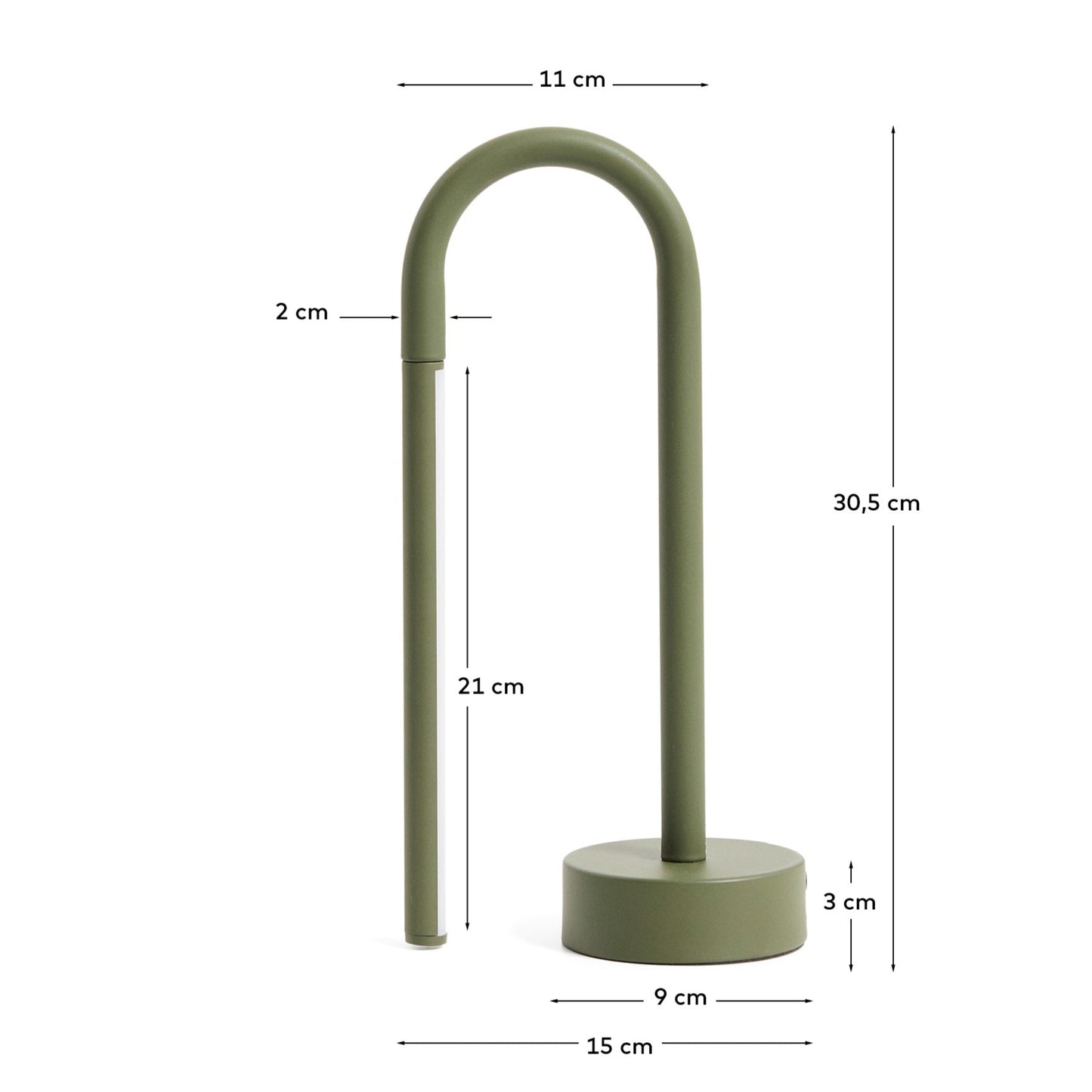 Lampada da tavolo portatile Bow in alluminio verde