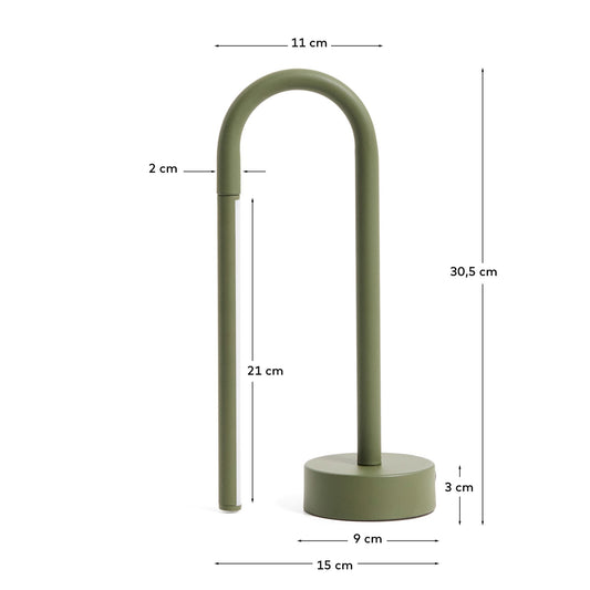 Lampada da tavolo portatile Bow in alluminio verde