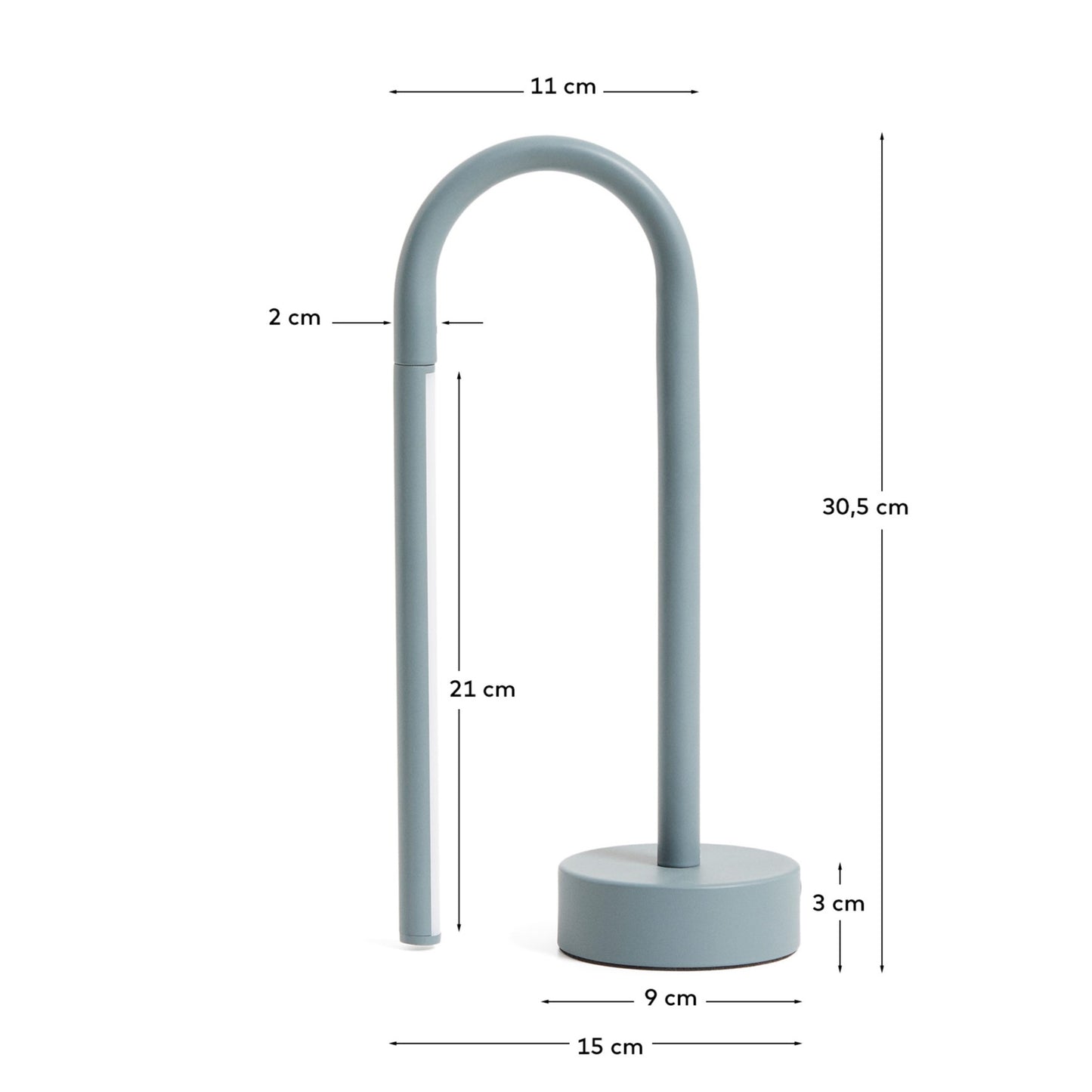 Lampada da tavolo portatile Bow in alluminio blu