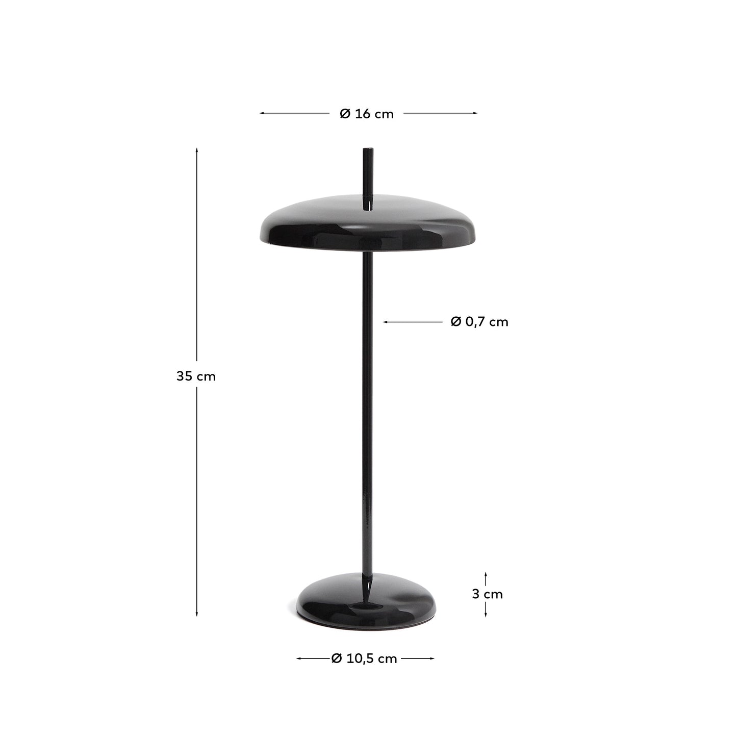 Lampada da tavolo portatile Porte in alluminio nero