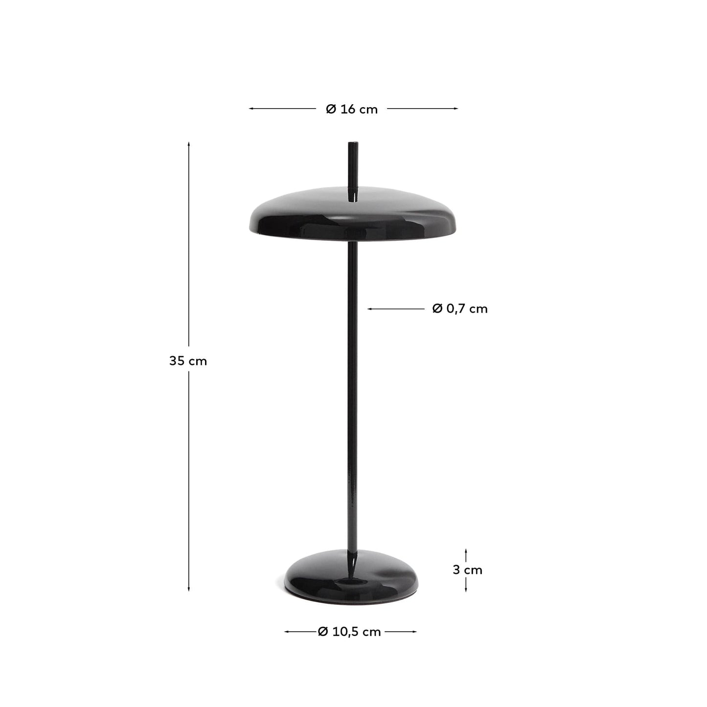 Lampada da tavolo portatile Porte in alluminio nero