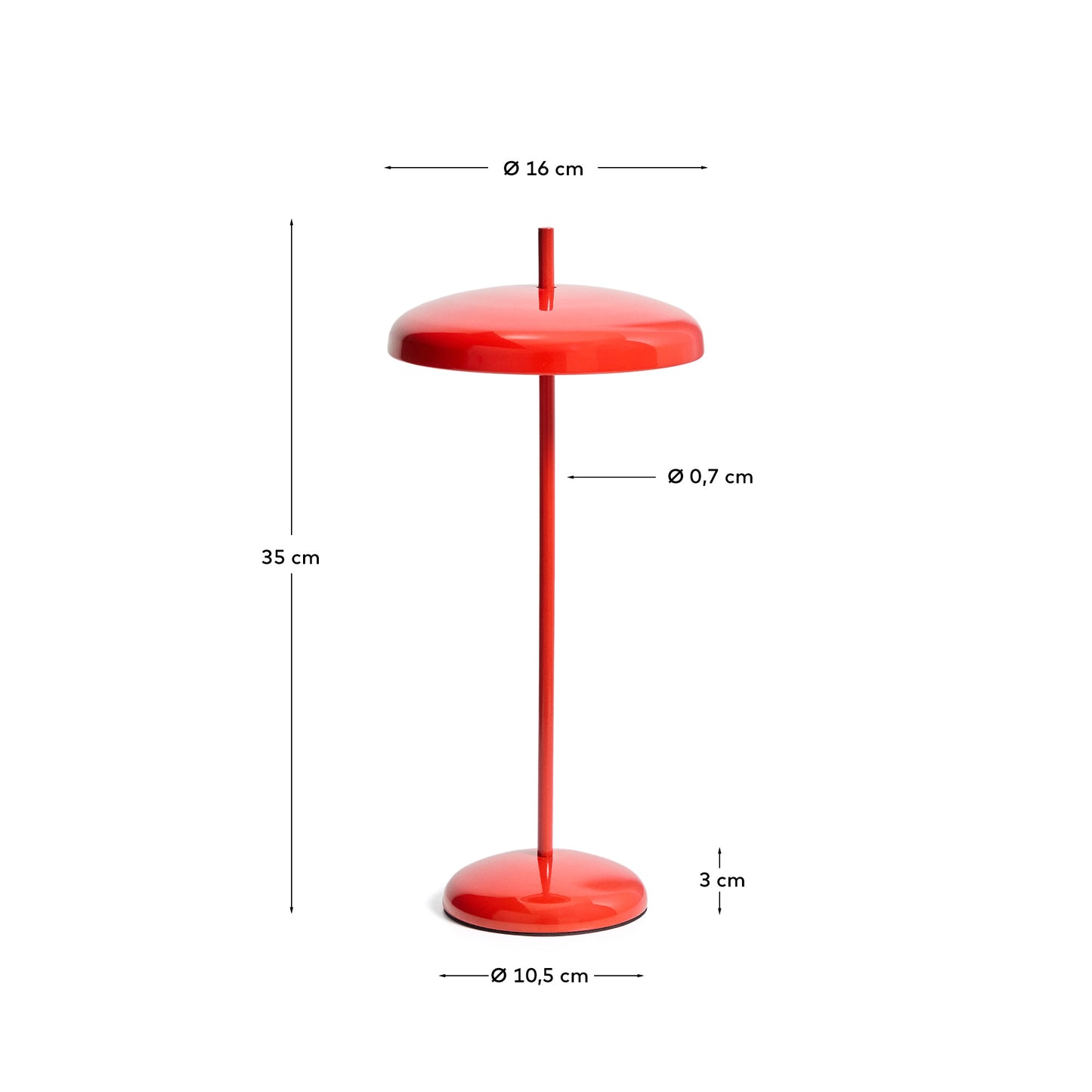 Lampada da tavolo portatile Porte in alluminio rosso