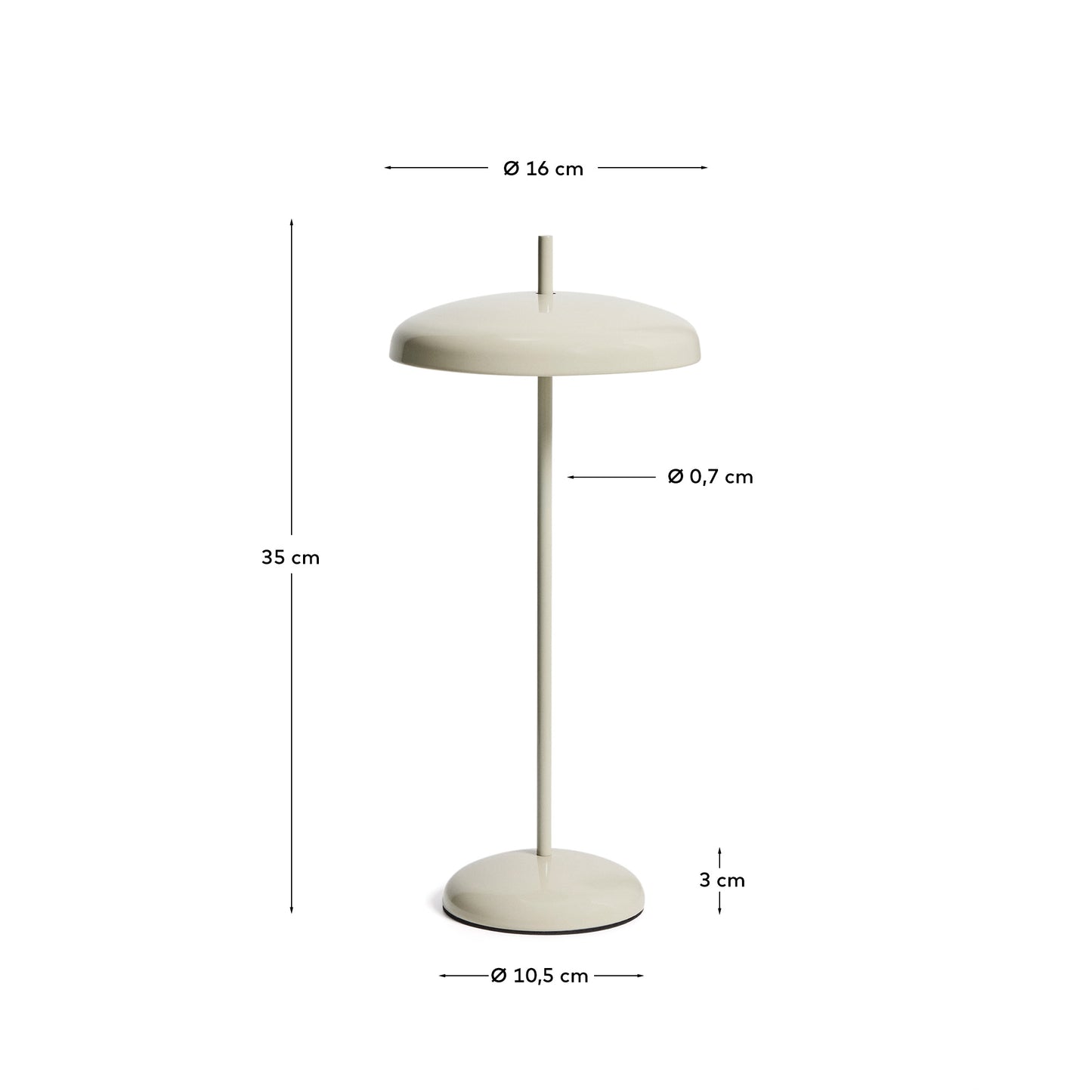 Lampada da tavolo portatile Porte in alluminio grigio chiaro