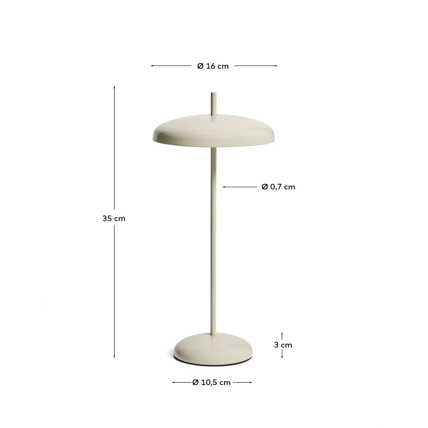 Lampada da tavolo portatile Porte in alluminio grigio chiaro