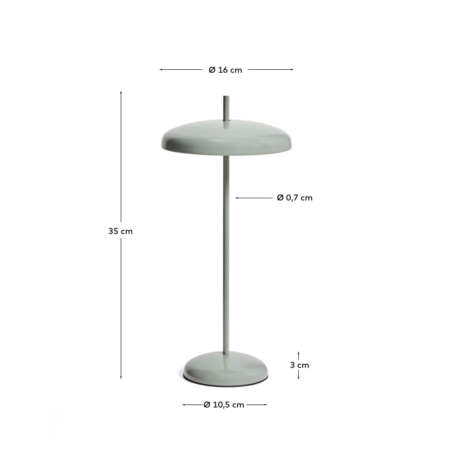 Lampada da tavolo portatile Porte in metallo verde chiaro