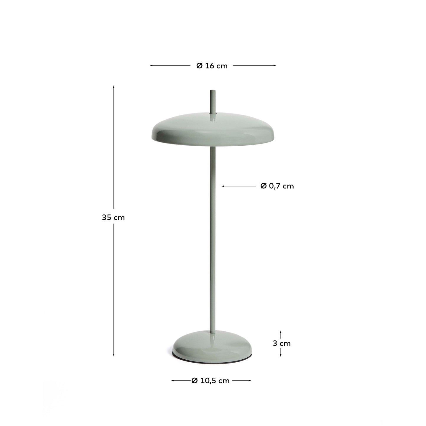 Lampada da tavolo portatile Porte in metallo verde chiaro