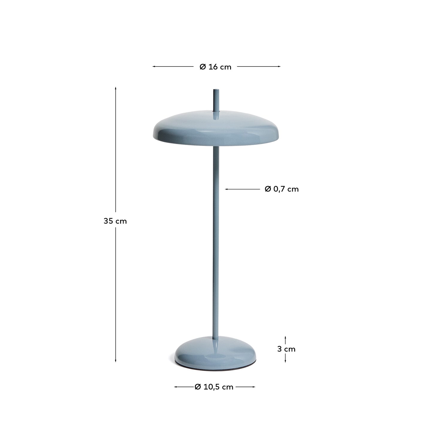 Lampada da tavolo portatile Porte in alluminio blu