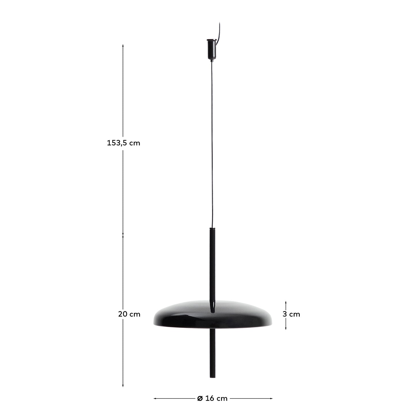 Lampada da soffitto portatile Porte in alluminio nero Ø 16 cm