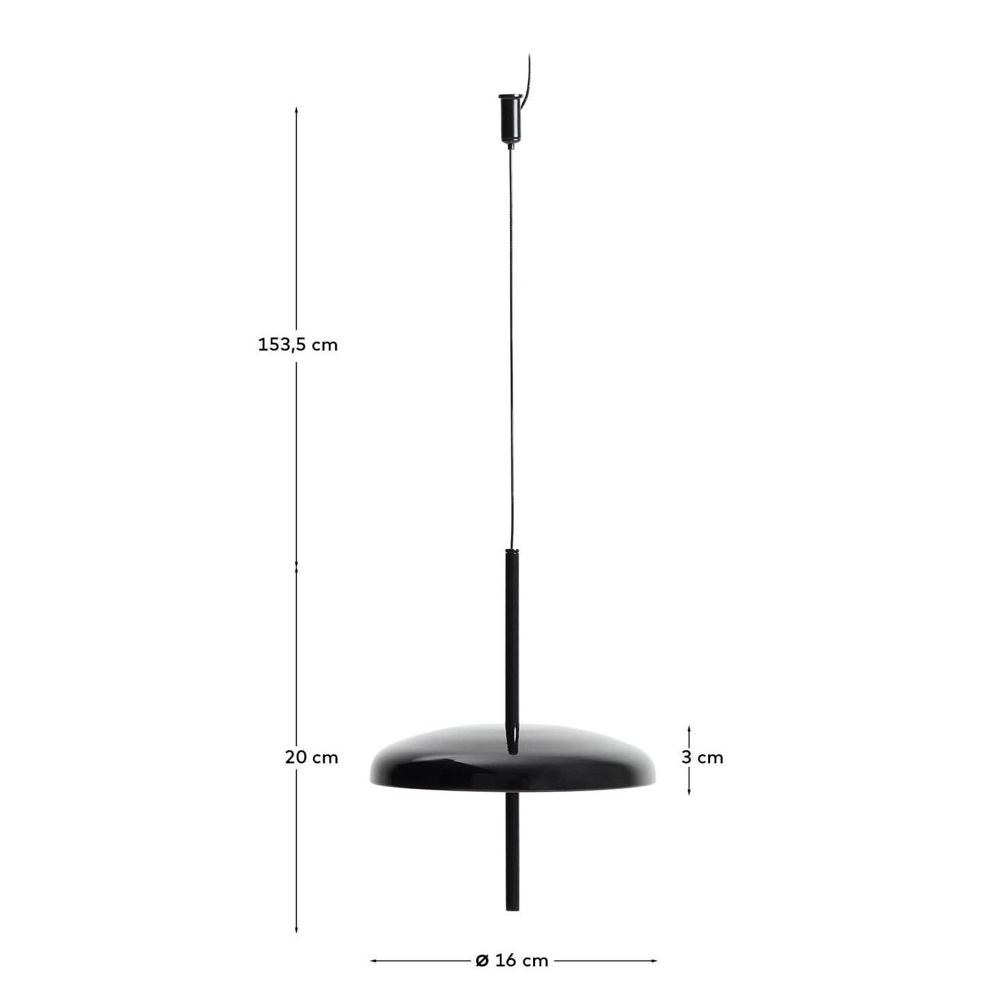 Lampada da soffitto portatile Porte in alluminio nero Ø 16 cm
