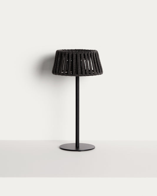 Lampada da tavolo solare per esterni Aldet in corda piatta con base in metallo nero