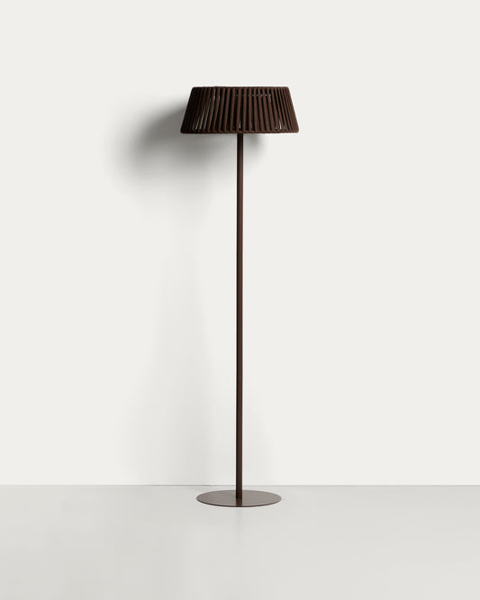 Piantana solare per esterni Aldet in corda piatta con base in metallo marrone Ø 46 cm