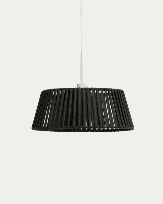 Paralume per lampada da soffitto Aldet in corda piatta nera Ø 46 cm