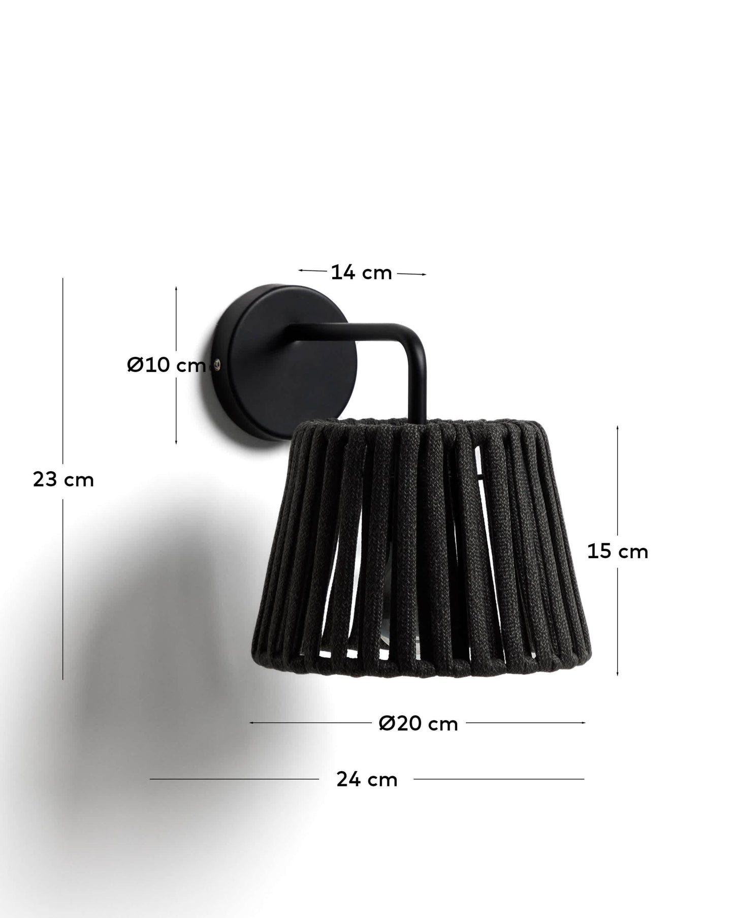 Applique da esterno Aldet in corda piatta e metallo nero
