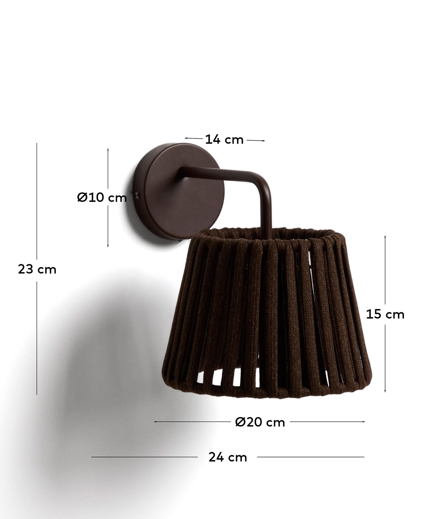 Applique da esterno Aldet in corda piatta e metallo marrone