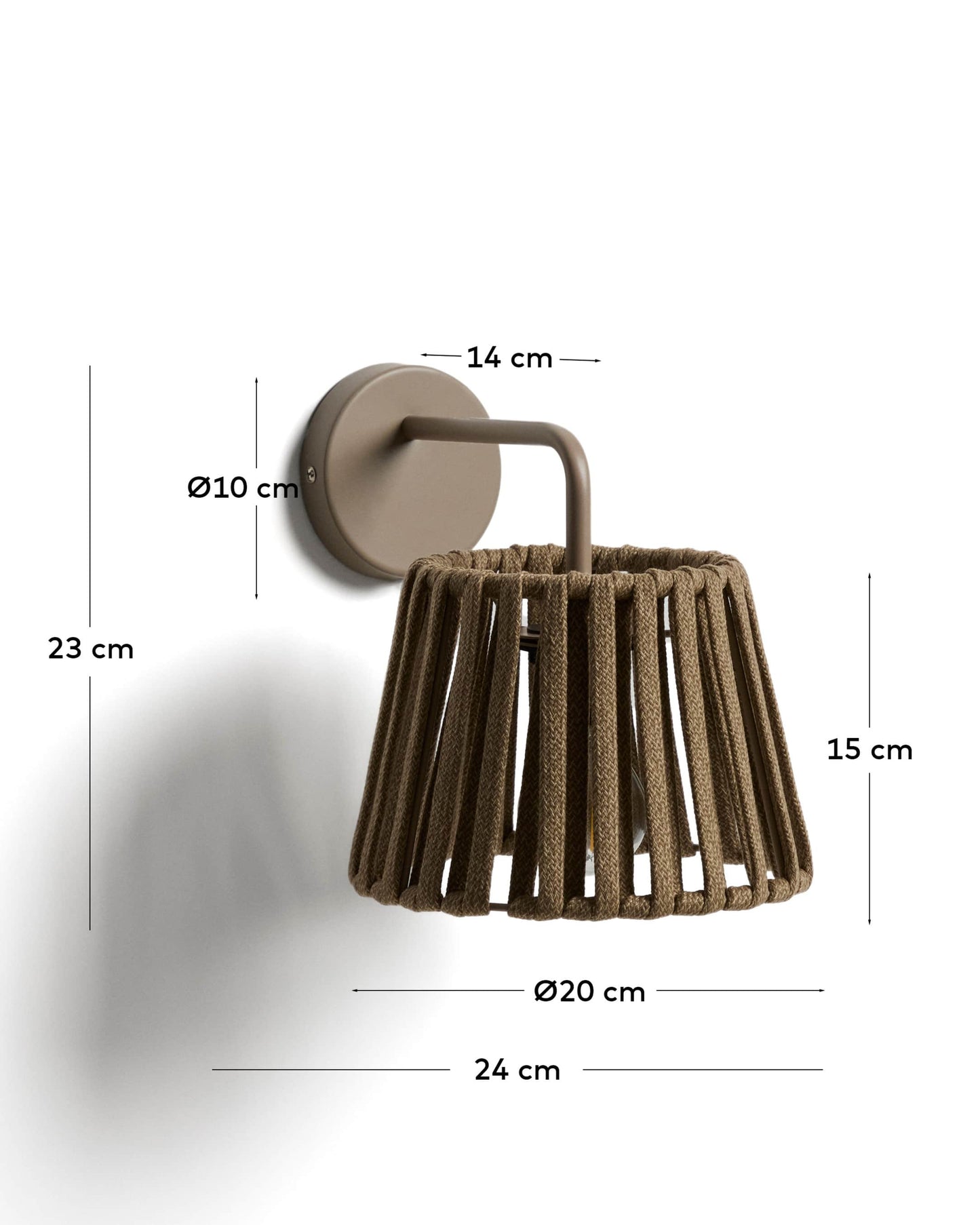 Applique da esterno Aldet in corda piatta e metallo beige