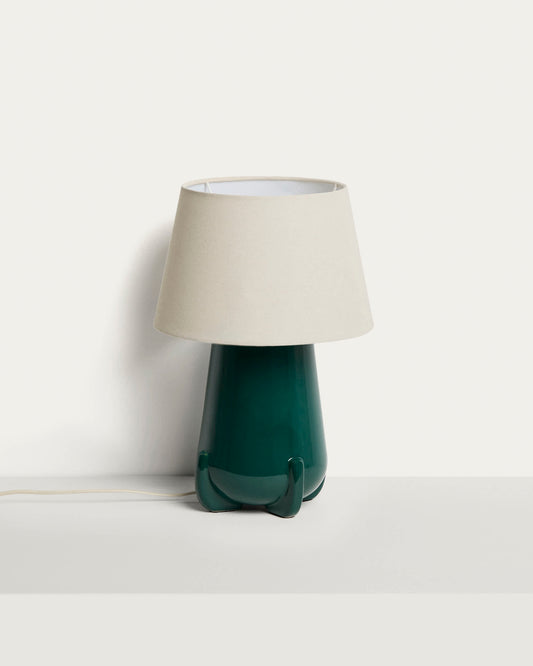 Lampada da tavolo Odra in ceramica verde con finitura lucida