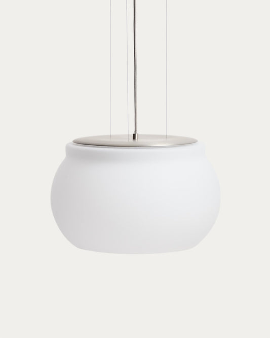 Lampada da soffitto LED Leruna in vetro satinato e metallo con finitura galvanizzata Ø 40 cm