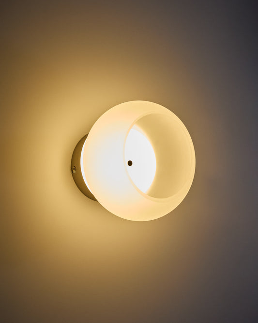 Applique da parete LED Leruna in vetro satinato e metallo con finitura galvanizzata Ø 20 cm