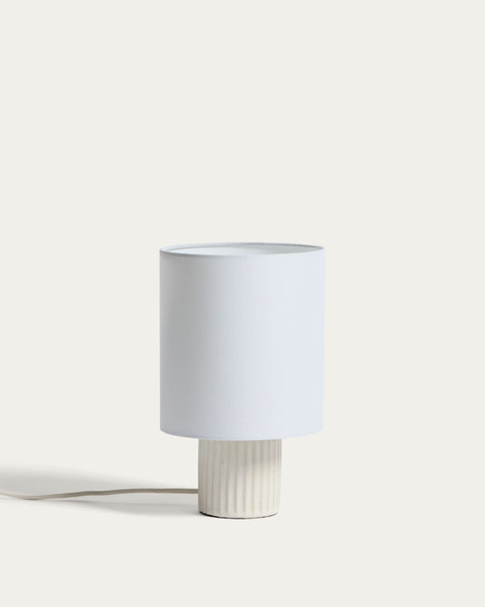 Lampada da tavolo Eshe in ceramica con finitura bianca