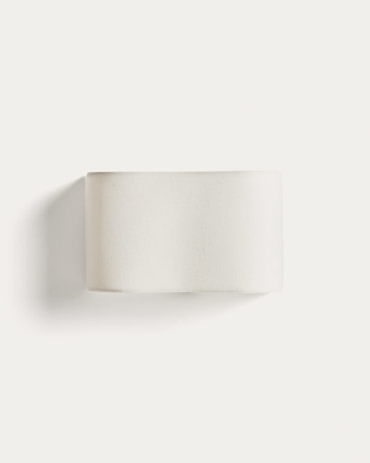 Applique da parete Lumeni di legno di caucciù e lino beige 25 cm