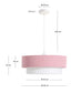 Lampada da soffitto Bianella in cotone e velluto a coste rosa