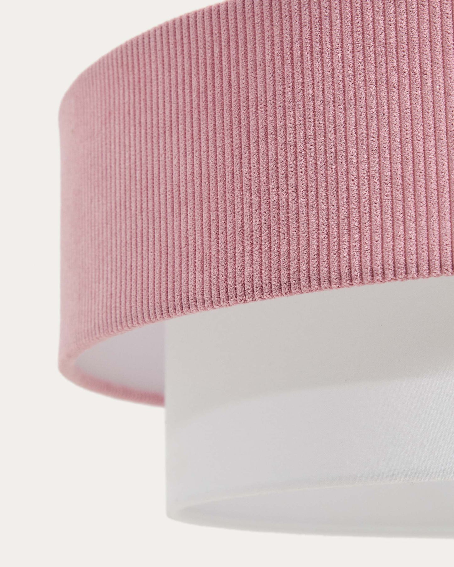 Lampada da soffitto Bianella in cotone e velluto a coste rosa