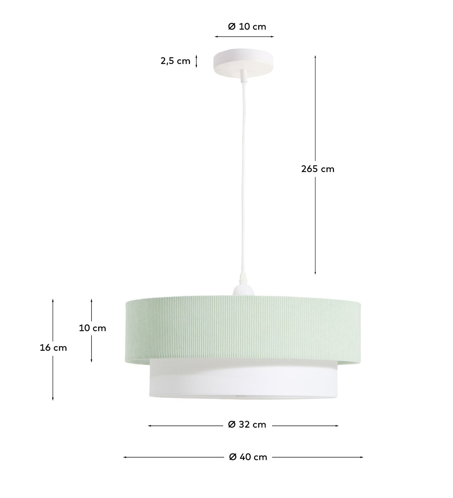 Lampada da soffitto Bianella in cotone e velluto a coste turchese