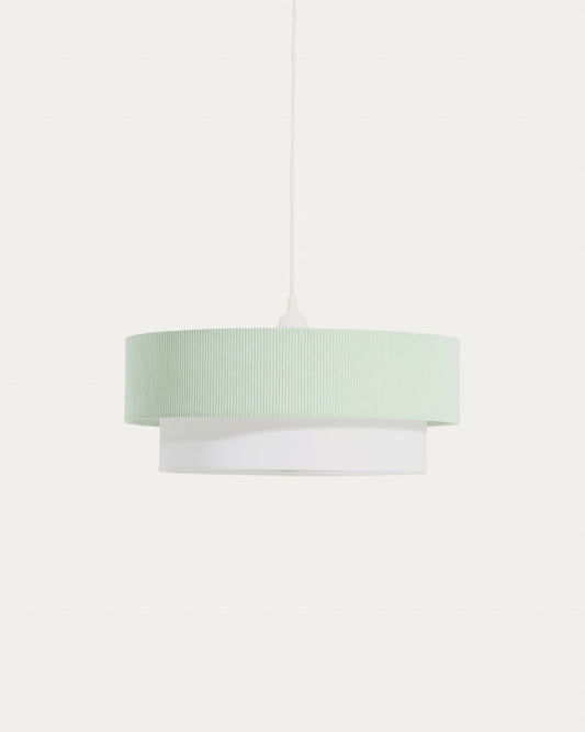 Lampada da soffitto Bianella in cotone e velluto a coste turchese