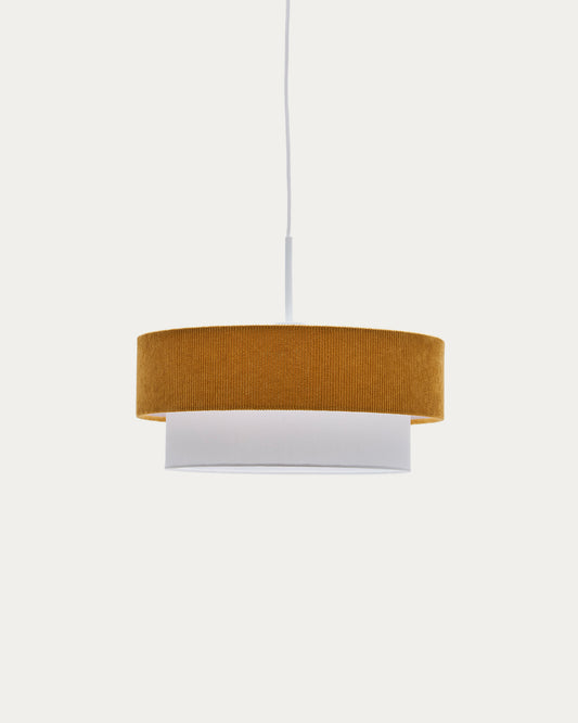 Lampada da soffitto Bianella in cotone e velluto senape Ø 40 cm