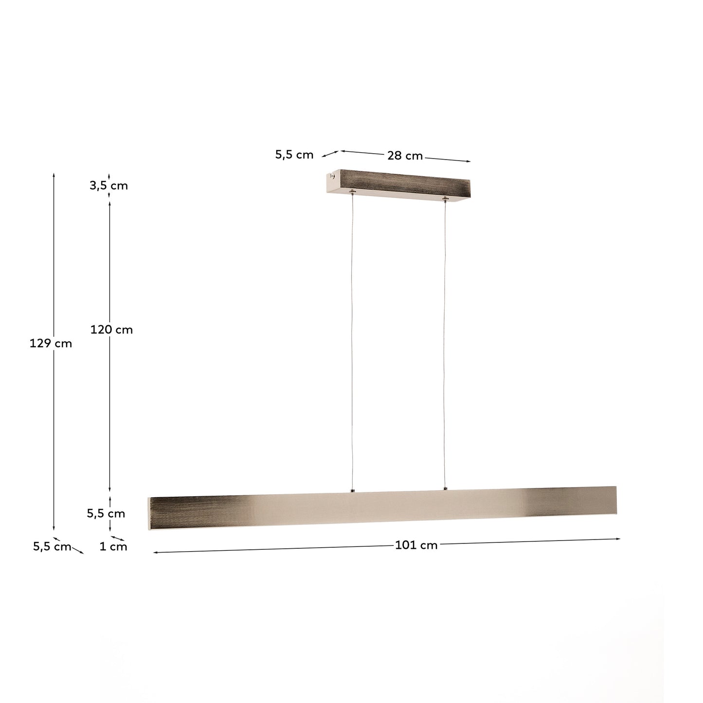 Lampada da soffitto Boadella in alluminio con finitura verniciata argento spazzolato
