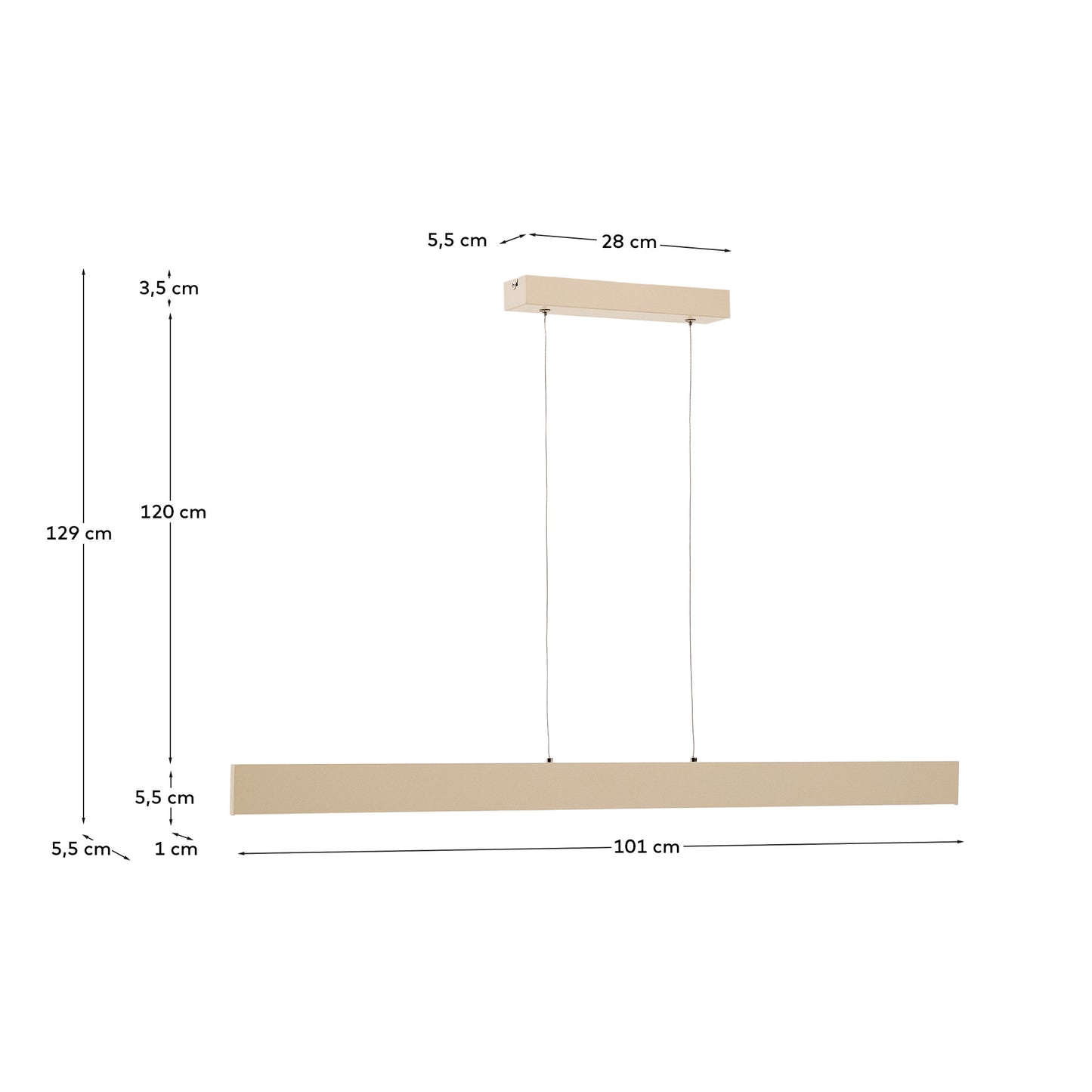 Lampada da soffitto Boadella in alluminio con finitura verniciata beige
