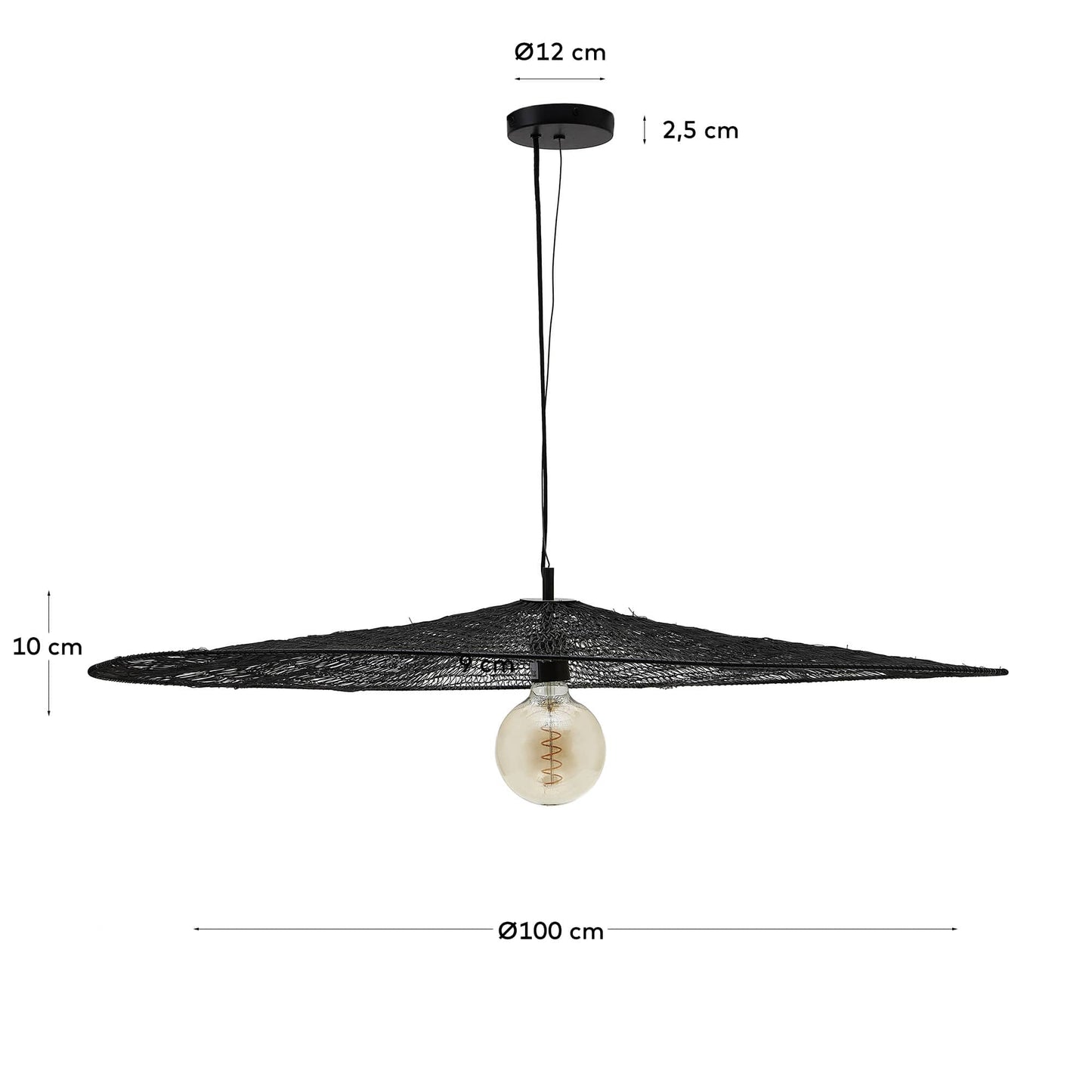 Lampadario Makai di metallo con finitura in nero Ø 100 cm
