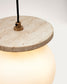 Lampadario Malachi di vetro glassato e travertino