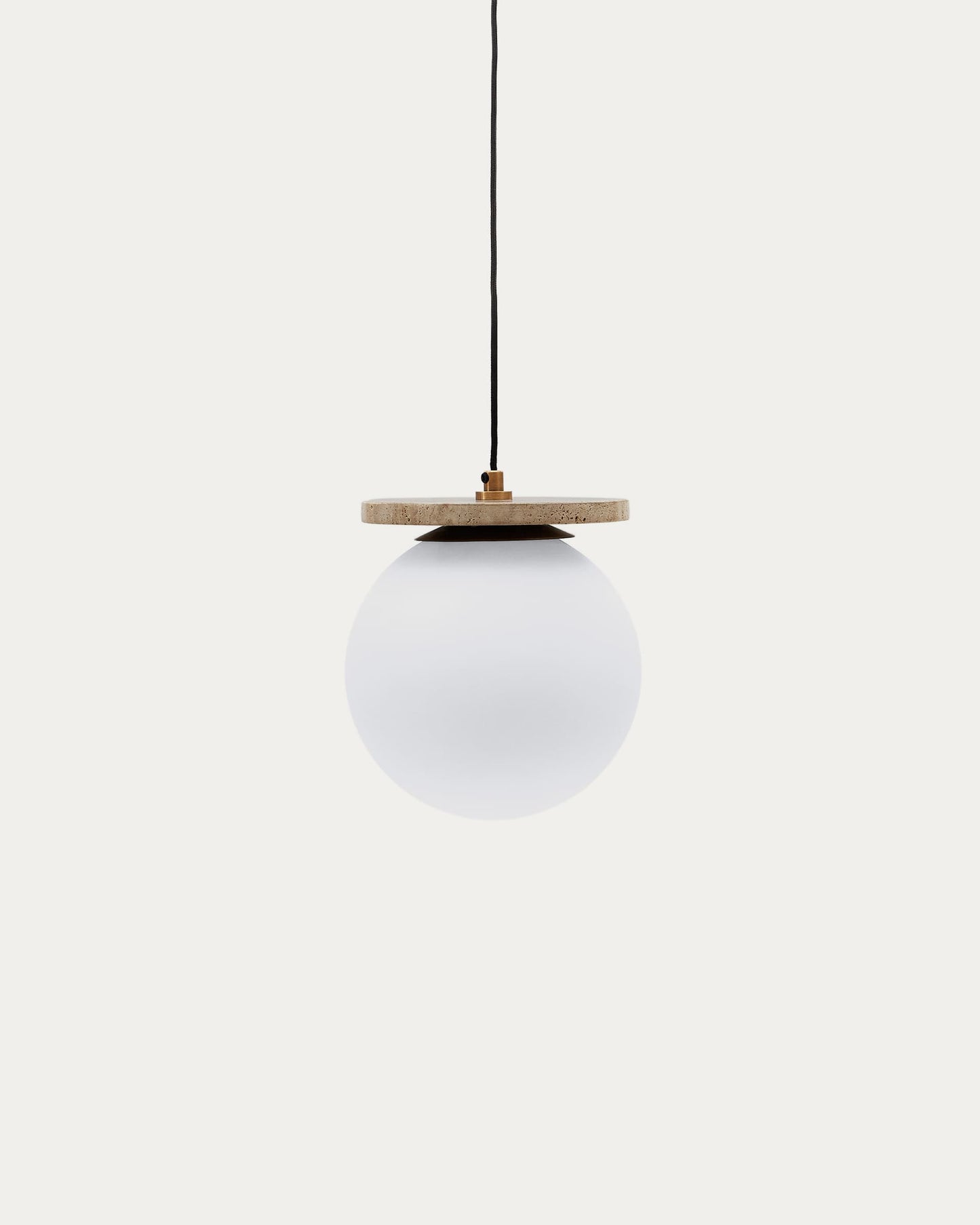 Lampadario Malachi di vetro glassato e travertino
