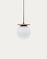 Lampadario Malachi di vetro glassato e travertino