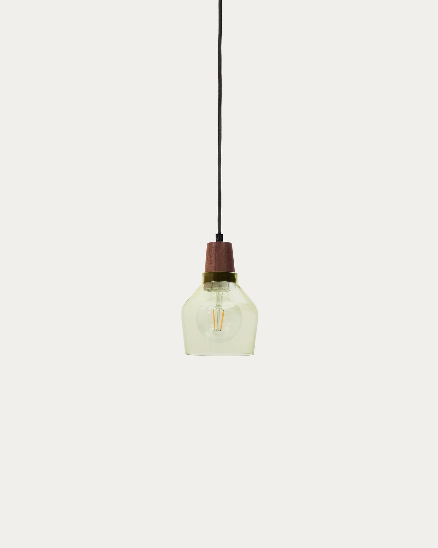 Lampada a soffitto Silex di vetro verde e legno di noce Ø 13 cm