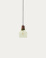 Lampada a soffitto Silex di vetro verde e legno di noce Ø 13 cm