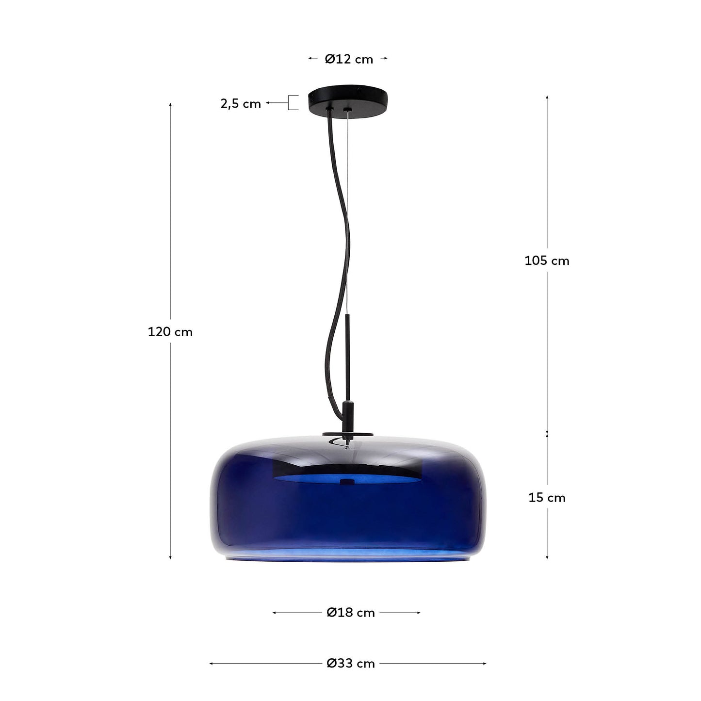 Lampada a soffitto Reig di vetro blu Ø 38 cm