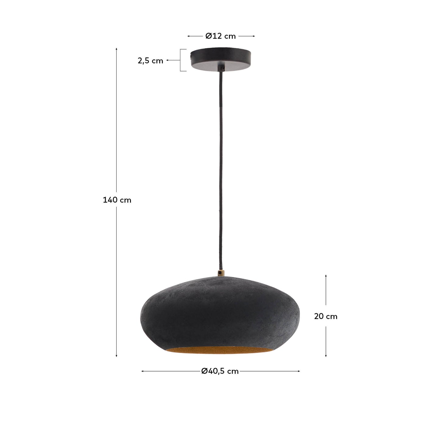 Lampada da soffitto Inda in metallo con finitura nera Ø 30 cm