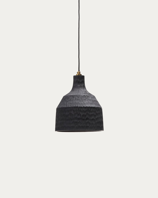 Lampada da soffitto Amire in legno con finitura nera Ø 21 cm