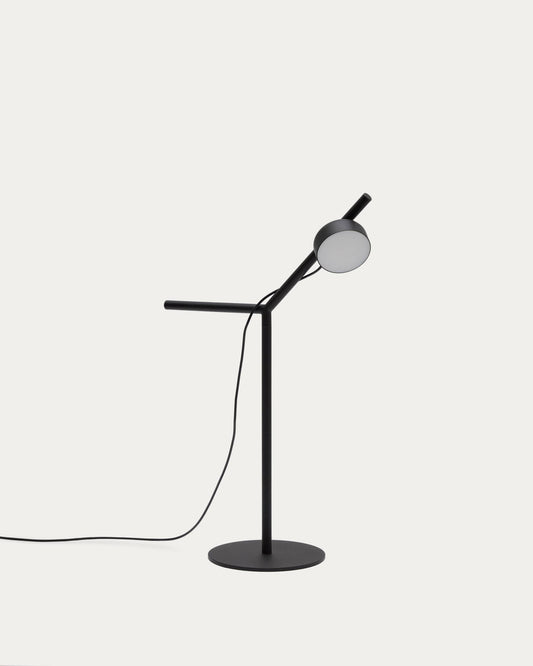 Lampada da tavolo Orey in metallo nero con faretto multiposizione