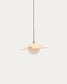 Lampada da soffitto Wilara in impiallacciatura di rovere con 1 sfera di vetro fumé bianco