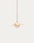 Lampada da soffitto Wilara in impiallacciatura di rovere con 1 sfera di vetro fumé bianco