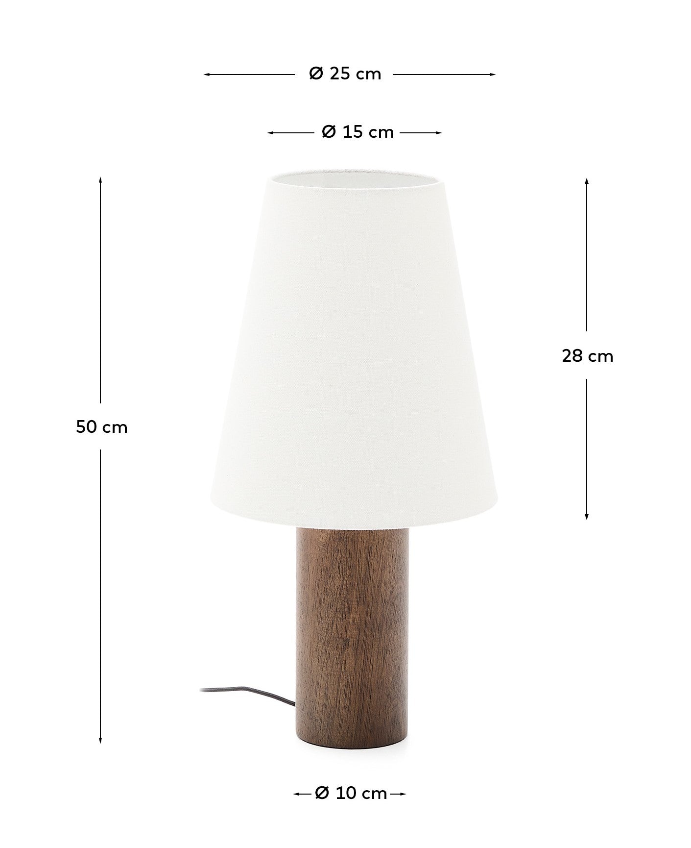 Lampada da tavolo Marga in legno massiccio di caucciù con finitura naturale