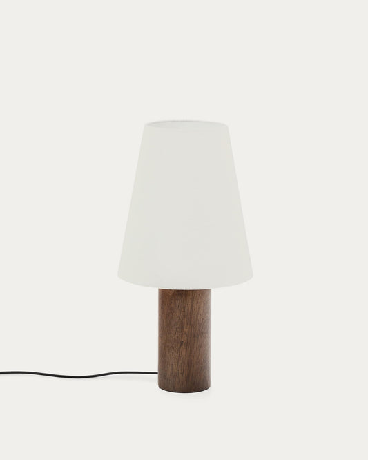 Lampada da tavolo Marga in legno massiccio di caucciù con finitura naturale