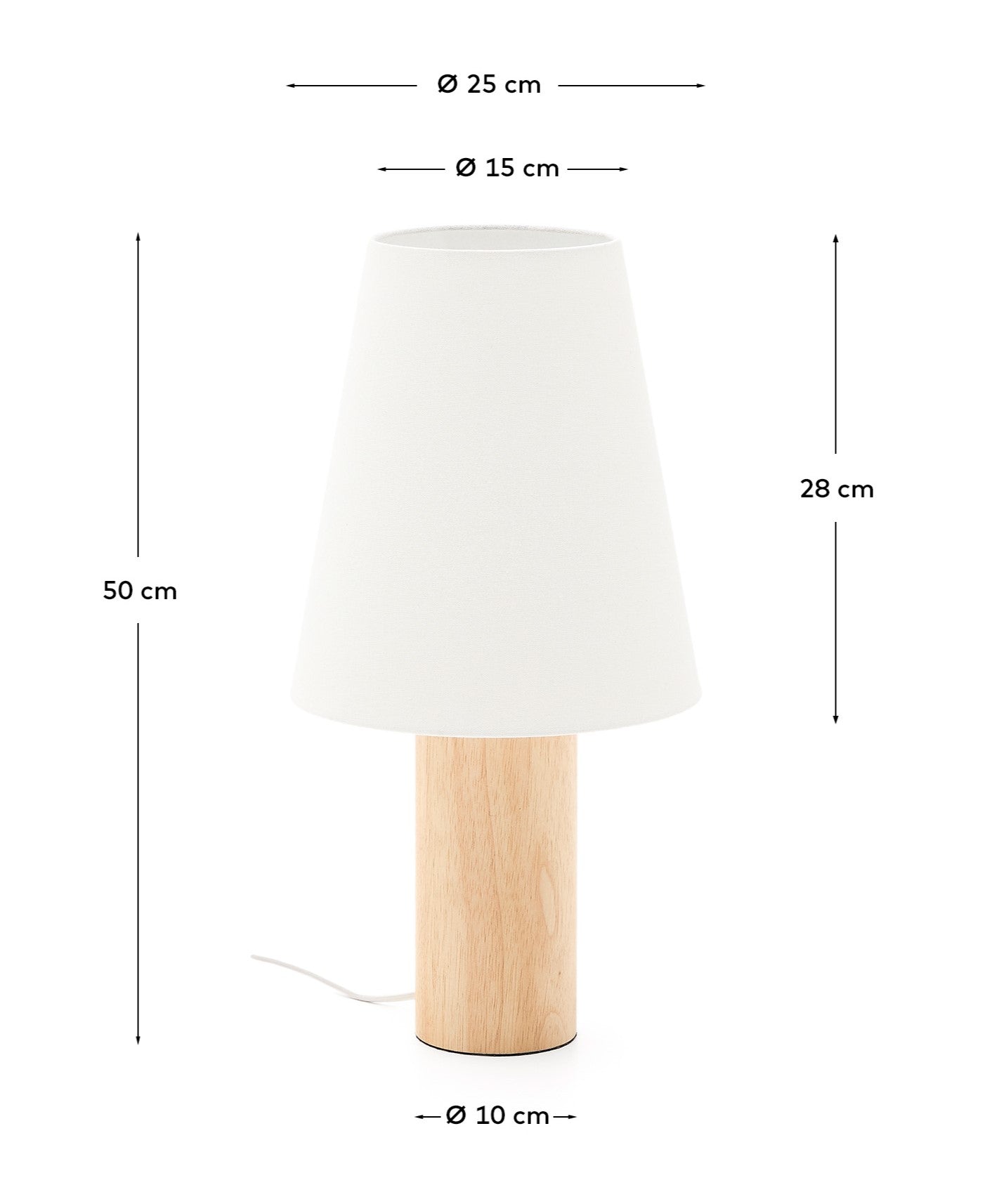 Lampada da tavolo Marga in legno massiccio di caucciù con finitura naturale